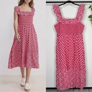 Vineyard Vines Tile Smocked Midi Dress size XL Extra Large